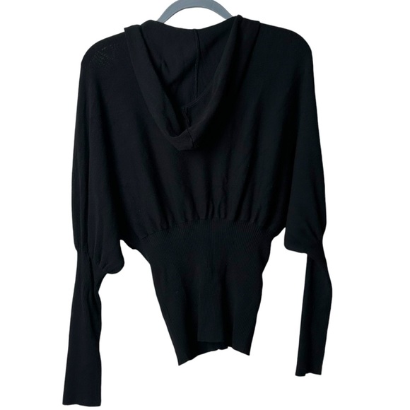 Vintage Guess Size XS Black Dolman Sleeve Half Zip Hoodie Jacket Slouchy Knit - Picture 13 of 14